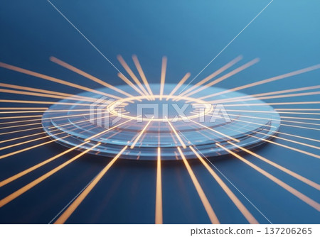 Glowing Orange Energy Rays Emanating From Central Transparent Circle 137206265