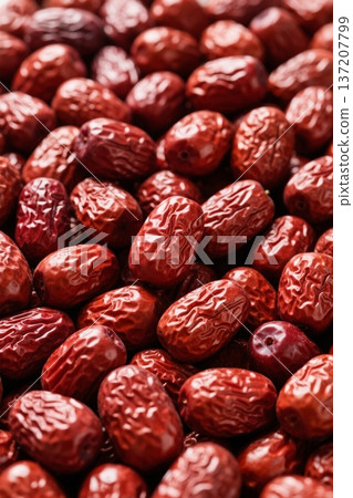Close-up of plump dried red dates 137207799