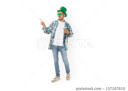 St Patrick's Day fun with a man in green hat, isolated, PNG St Patrick's Day fun with a man in green hat, isolated, PNG 137207810