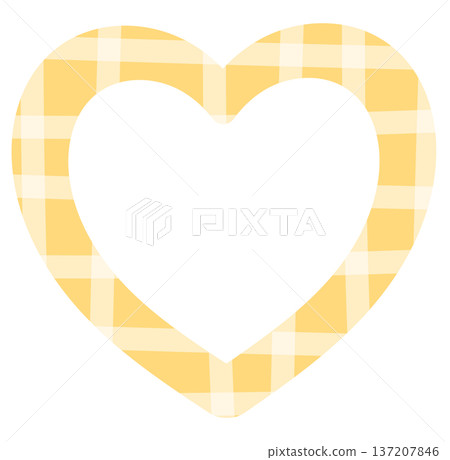 Illustration of heart frame with pastel yellow checked pattern for polaroid photo, Valentine's Day, card, banner, ad template, love sign, heart symbol, pin, patch, brooch, print, sticky note, memo Illustration of heart frame with pastel yellow checked pattern for polaroid photo, Valentine's Day, card, banner, ad template, love sign, heart symbol, pin, patch, brooch, print, sticky note, memo 137207846