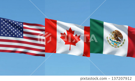 USA, Canada and Mexico World Cup Flags. 137207912
