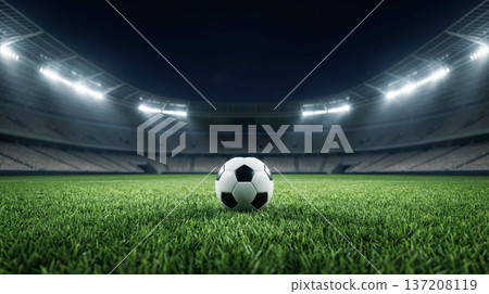 Soccer Ball on Grass Field Soccer Ball on Grass Field 137208119