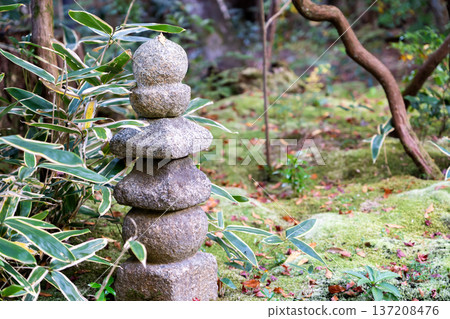 Kyoto Higashiyama Sennyuji Temple Raigoin Temple Stone Pagoda in the Kansuitei Garden Moss Garden 137208476