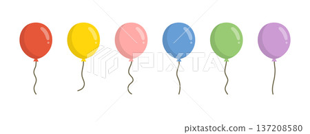 Six colorful balloons vector 137208580