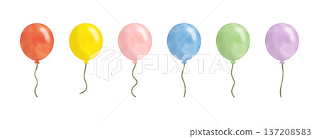 Watercolor style colorful six balloons vector 137208583