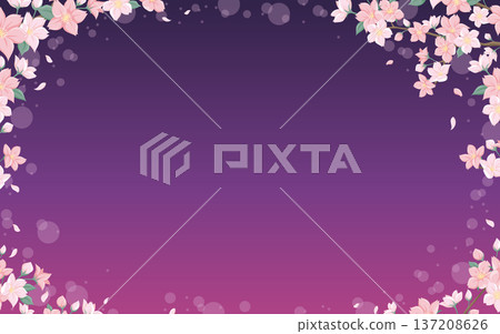 夜櫻背景素材，夢幻般的紫色漸變，奢華的日式現代裝飾畫框 137208626