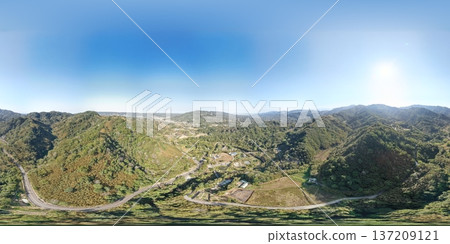 Sunny mountain scenery in Sanyi Township, Miaoli County, Taiwan in February 2026. 137209121