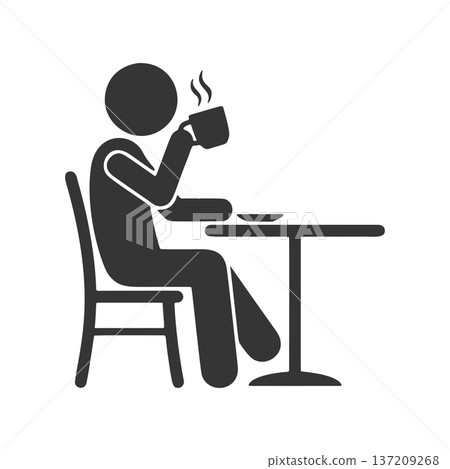 Coffee drinking person silhouette icon Coffee drinking person silhouette icon 137209268