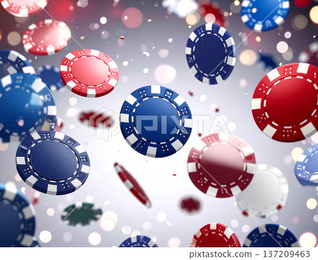 閃閃發光的寶石般籌碼和琳瑯滿目的撲克牌 137209463