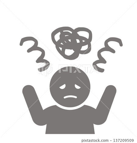 Confused and panicked person icon (gray Confused and panicked person icon (gray 137209509