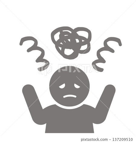 Confused and panicked person icon (gray) 137209510