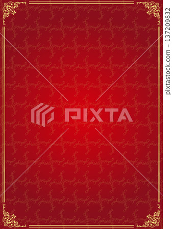 奢華的紅金經典裝飾邊框背景復古圖案 137209832