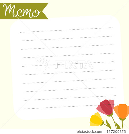 Spring memo paper with colorful flowers. Square template for note, sticker, to do list, diary, home or office. Spring memo paper with colorful flowers. Square template for note, sticker, to do list, diary, home or office. 137209853