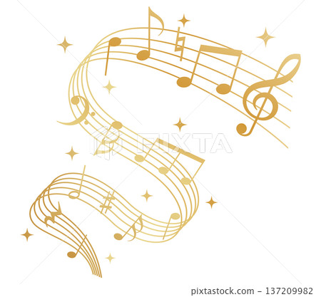 Flowing musical notes illustration (gold) 137209982