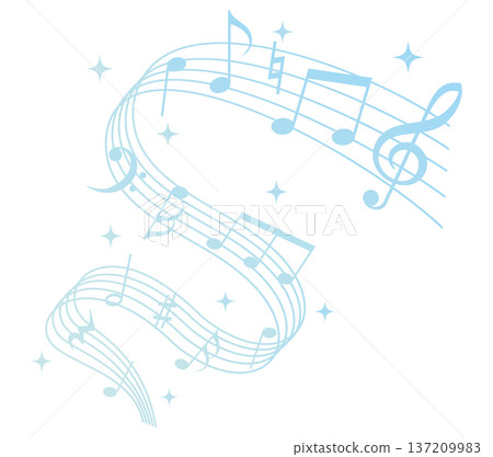 流動的音符插圖（藍色） 137209983
