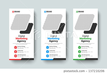 Creative corporate business dl flyer or rack card design layout template. Professional dl flyer, rack card, roll up banner, poster, leaflet, standee or x banner design. 137210206