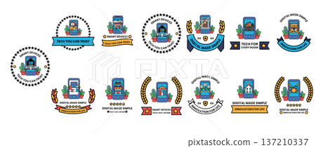 A set of stickers with different designs and colors 137210337