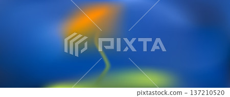 Soft blur sunflower gradient background. Gentle orange field floral on blue gradation summer background. Vector yellow smooth flower on dynamic water or sky backdrop. Plant blurred banner template 137210520
