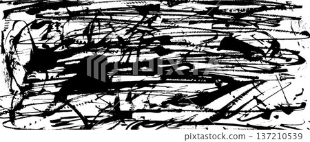 Urban wall paint rough brush stroke background. Ink brush texture, chaos dynamic stroke patterns, graphic spray effect with punk grunge aesthetic. Vector urban street squiggle, spots bg Urban wall paint rough brush stroke background. Ink brush texture, chaos dynamic stroke patterns, graphic spray effect with punk grunge aesthetic. Vector urban street squiggle, spots bg 137210539