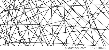 Black lines random grid pattern. Irregular straight stripes background. Hand drawn chaos streaks backdrop. Vector chaotic straight lines background. Minimal linear texture Black lines random grid pattern. Irregular straight stripes background. Hand drawn chaos streaks backdrop. Vector chaotic straight lines background. Minimal linear texture 137210602
