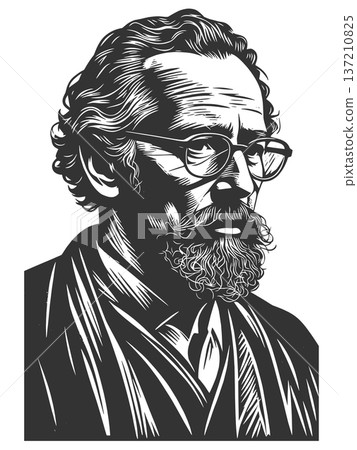 Bearded Intellectual Man vector illustration 137210825