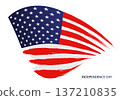 Isolated curved texture image of the US flag 137210835