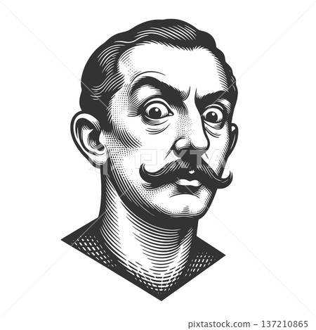 Vintage Mustached Man Portrait vector illustration 137210865