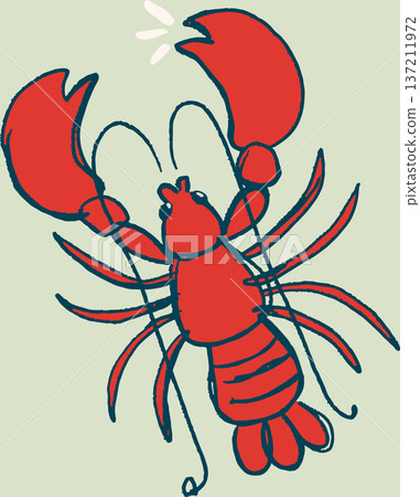 Mediterranean lobster seafood hand drawn 137211972
