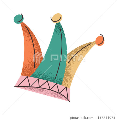 Colorful jester hat sticker design 137211973