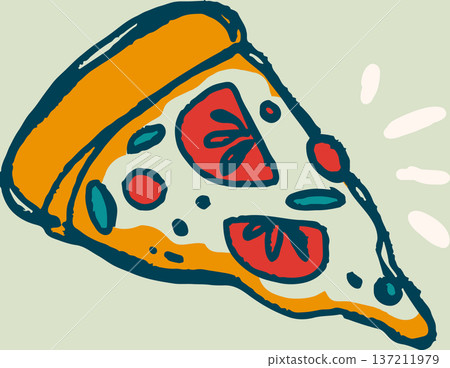 Italian pizza slice hand drawn 137211979