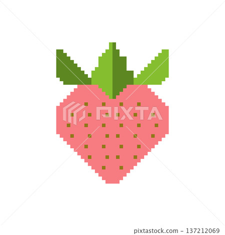 紅色草莓像素畫 137212069
