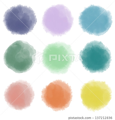 Colorful watercolor round texture set Colorful watercolor round texture set 137212836