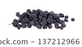 Dried aronia berries isolated on white background. Dry black chokeberry. Clipping path. 137212966
