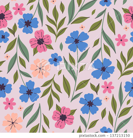 Seamless pattern with delicate, subtle flowers. Vector graphics. Seamless pattern with delicate, subtle flowers. Vector graphics. 137213150