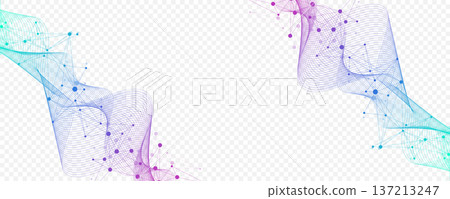 Abstract tech network connection dots. Digital background and big data technology. Blue background with plexus lines effect. Geometric background with abstract mesh. 137213247