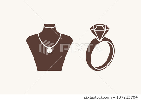 jewelry and fashion accessories silhouette set with diamond ring, and male mannequin bust necklace jewelry and fashion accessories silhouette set with diamond ring, and male mannequin bust necklace 137213704