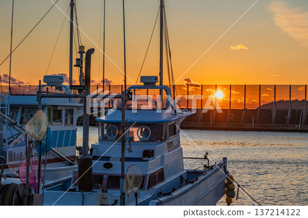 A scene of a large fishing flag at Fukuda Fishing Port in Iwata City A scene of a large fishing flag at Fukuda Fishing Port in Iwata City 137214122