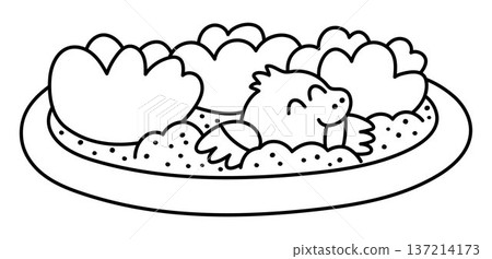 Vector black and white flower bed. Garden plant with railing and smiling mole clipart. Baby greenery with leaves isolated on white background. Line spring illustration, coloring page Vector black and white flower bed. Garden plant with railing and smiling mole clipart. Baby greenery with leaves isolated on white background. Line spring illustration, coloring page 137214173