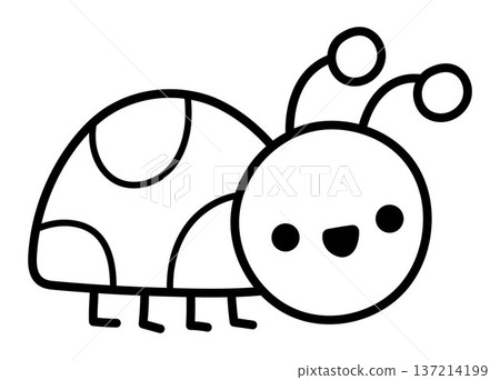Vector cute ladybug line icon. Adorable black and white ladybird clipart. Funny woodland, forest or garden insect. Cute spring bug illustration, coloring page for kids 137214199