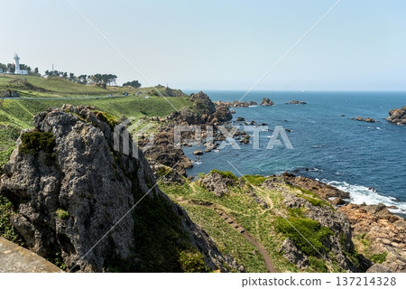 從八戶市足重崎展望台可以欣賞到三陸福甲國立公園的岩礁和壯麗海岸線全景。 137214328