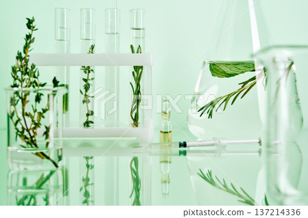 Herbal extracts in laboratory for natural cosmetic research Herbal extracts in laboratory for natural cosmetic research 137214336