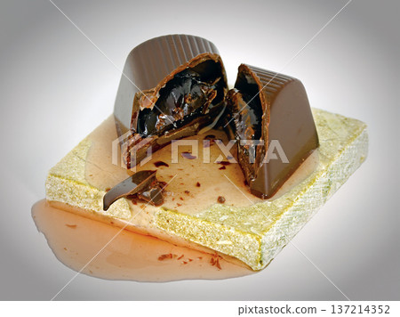 cut bonbon with cherry cut bonbon with cherry 137214352