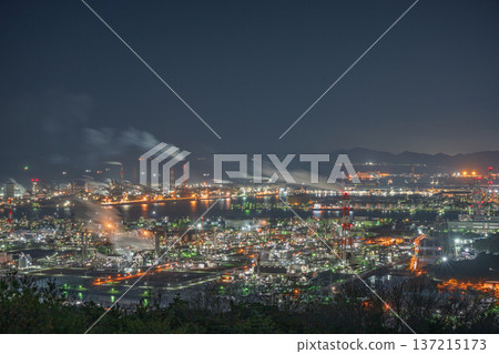 Beautiful factory night view of Mizushima Complex in Kurashiki City, Okayama Prefecture, Japan Beautiful factory night view of Mizushima Complex in Kurashiki City, Okayama Prefecture, Japan 137215173