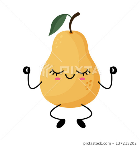 Cute Adorable Colorful Pear Fruit Yoga Character Cute Adorable Colorful Pear Fruit Yoga Character 137215202