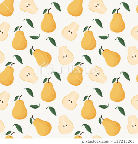 Sweet yellow pear seamless pattern. Sweet yellow pear seamless pattern. 137215203