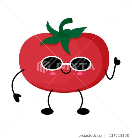 Vector illustration of red tomato character with sunglasses. Vector illustration of red tomato character with sunglasses. 137215208