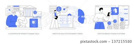 AI-Powered Financial Planning abstract concept vector illustrations. AI-Powered Financial Planning abstract concept vector illustrations. 137215580
