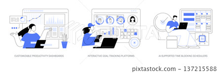 AI-Driven Tools Support Goal Setting abstract concept vector illustrations. AI-Driven Tools Support Goal Setting abstract concept vector illustrations. 137215588