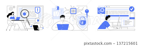 AI and Quantum Securing Digital Innovation abstract concept vector illustrations. AI and Quantum Securing Digital Innovation abstract concept vector illustrations. 137215601