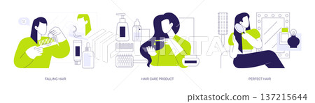 Hair care isolated cartoon vector illustrations se Hair care isolated cartoon vector illustrations se 137215644